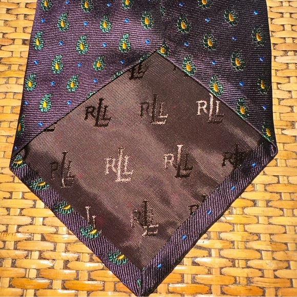 Lauren Ralph Lauren Mens Tie Hand Finish 100% Silk Made In USA Purple Preppy Y2K - Picture 6 of 8